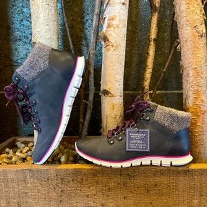 Women’a Cole Haan Zerogrand Hiker Boot Navy/Pink Size 8 US